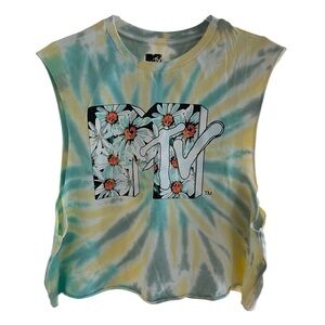MTV Floral Logo Tie-Dye Muscle Tank Sz XL